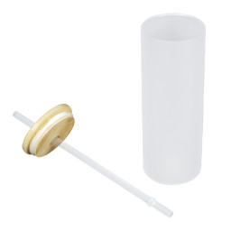 Imagen Alternativa Botella Vidrio Borosilicato Sublimación, Tapa Bamboo 500Cc 3