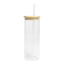 Imagen Alternativa Botella Vidrio Borosilicato Sublimación, Tapa Bamboo 500Cc 13