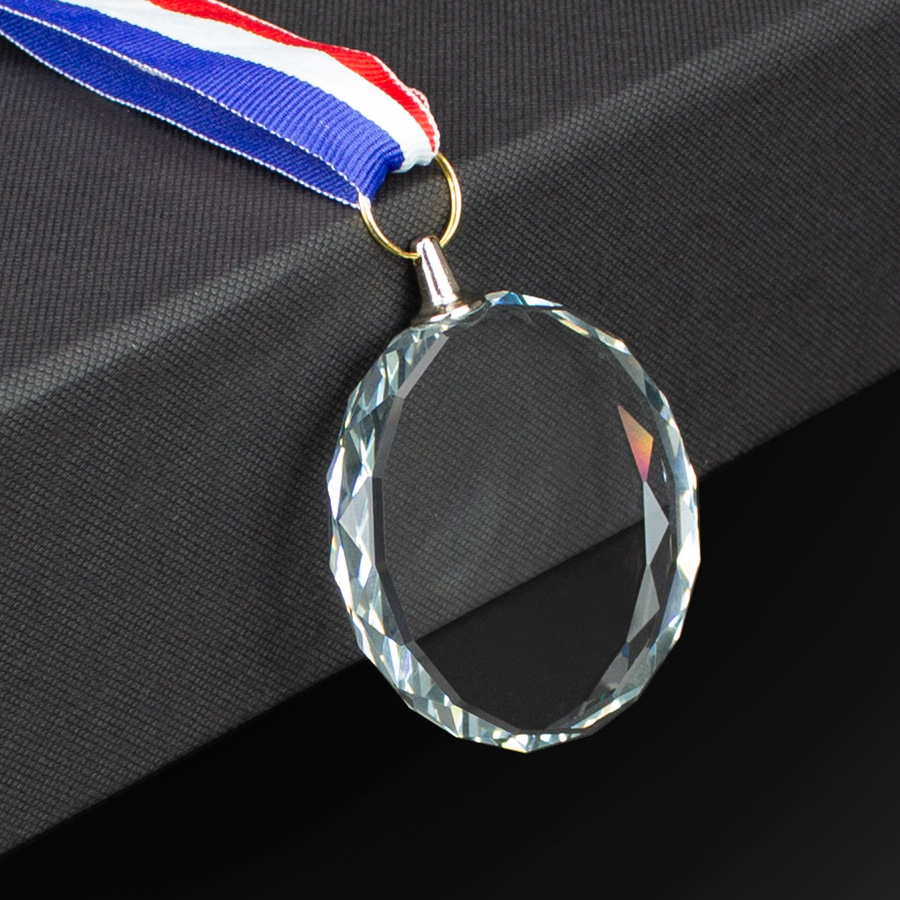 Medalla Cristal Diamond con Cinta Tricolor