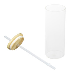 Imagen Alternativa Botella Vidrio Borosilicato Sublimación, Tapa Bamboo 500Cc 14