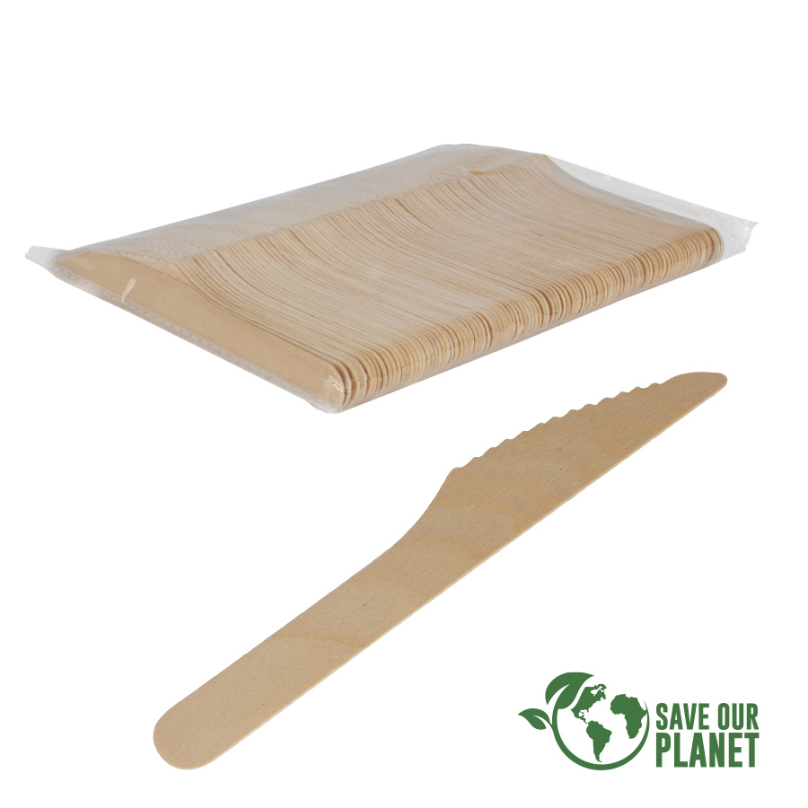 Bolsa con 100 Cuchillos de Madera de Abedul