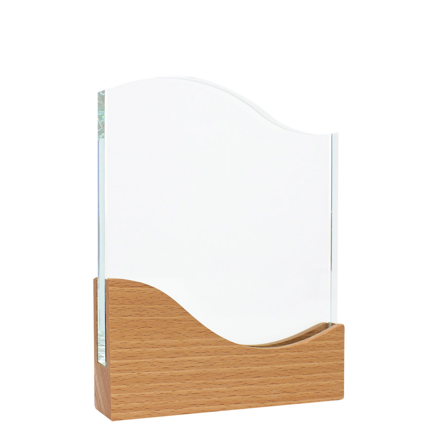 Trofeo Galvano de Madera y Cristal Wave