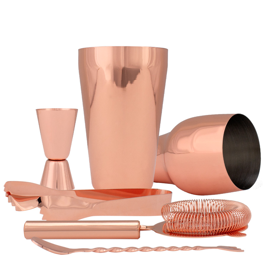 Set de Cóctel Metálico Encobrizado