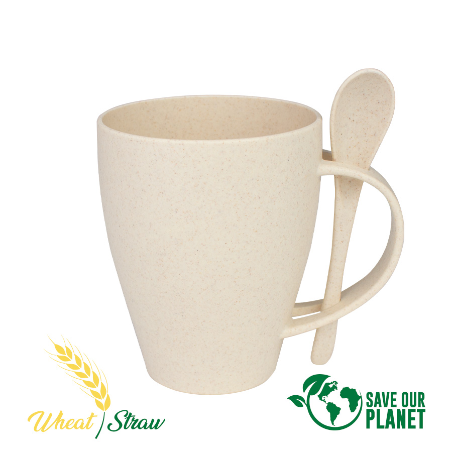 Mug de Caña de Trigo con Cuchara 400Cc