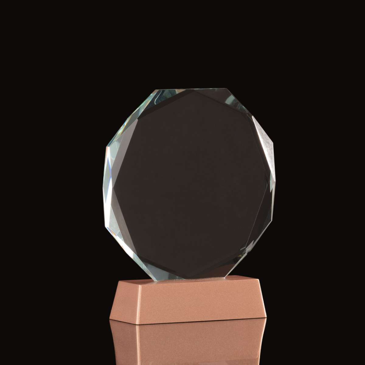 Trofeo Galvano de Cristal Rune con Base Encobrizada.