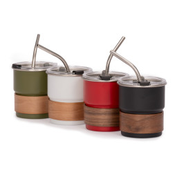 Imagen Alternativa Vaso Térmico Metálico Camp 300Cc. con Bombilla y Grip de Madera. 7