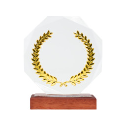 Imagen Alternativa Trofeo Galvano de Madera, Cristal y Acero Phelps 3