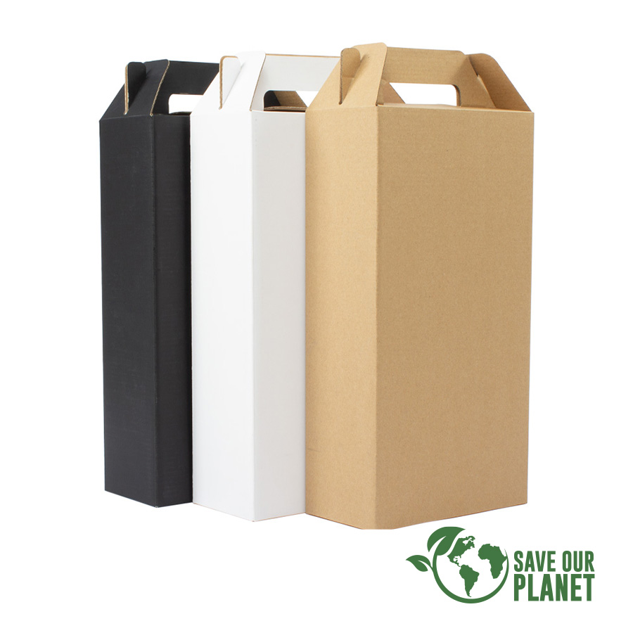 Caja Autoarmable con Asas, para 2 Botellas de Vino