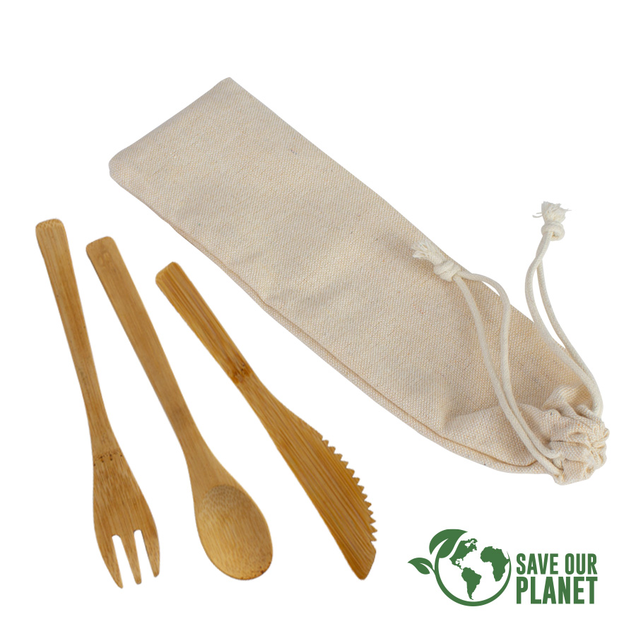 Set de 3 Cubiertos de Bamboo